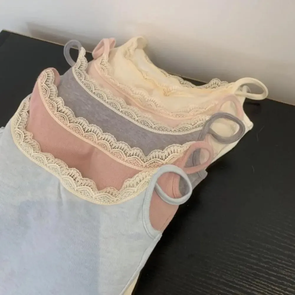 Sexy Integrated Top Vest Y2K Camisole Women Clothes Lace Camis Tank Tops Sweet Tops Elegant Slim Warm Undershirt Tank Tops