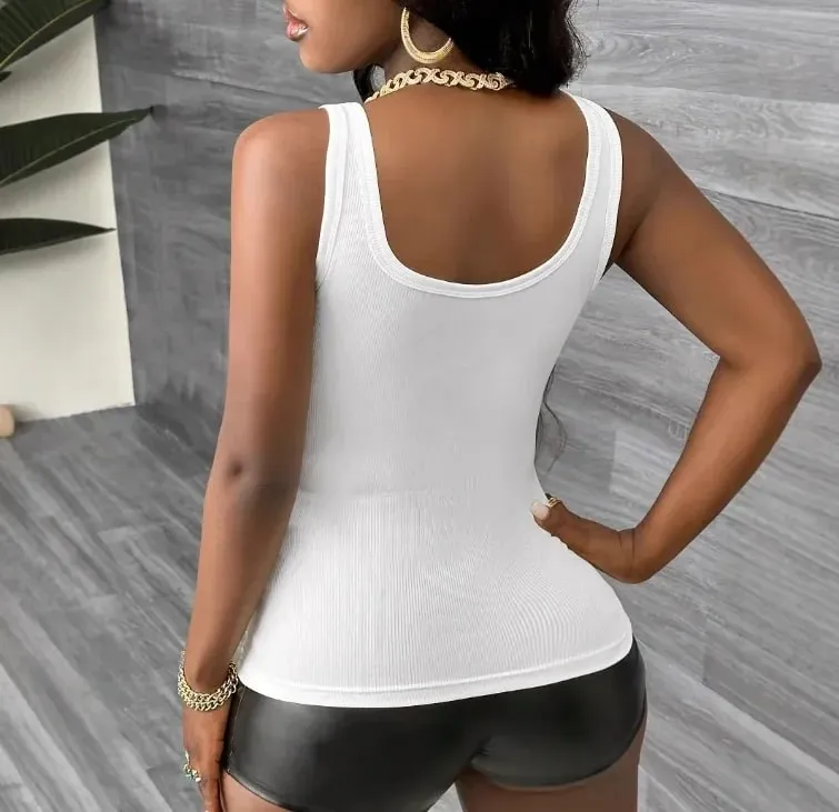 Summer Tanks Camis Women New Summer Solid Sexy Crop Top Hot Girl Sleeveless Casual V-neck Vest Camisole Tees Top Sling Woman — image 2