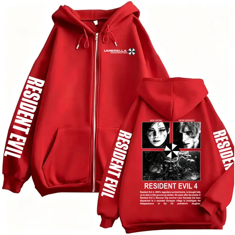 Leon Kennedy Resident Evil Requiem Zipper Hoodies Men Women Fashion Classic Sweatshirts Jacket Coats Casual Fleece Zip Up Hoodie — image 9