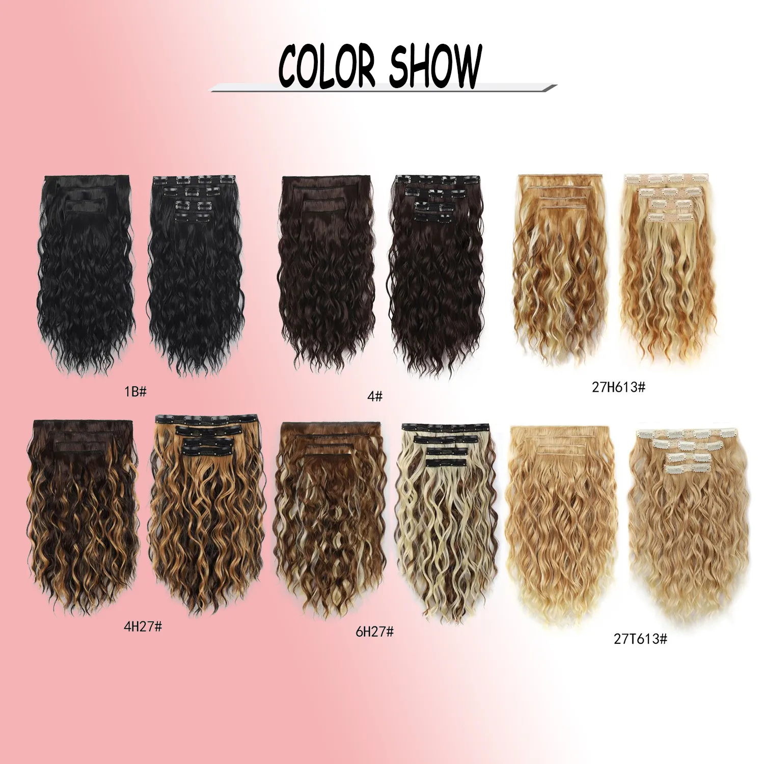 Clip in Hair Extensions 4PCS 14inch Short Curly Wavy Hair Extensions Invisible Lace Weft Soft Synthetic Hairpieces for Women
