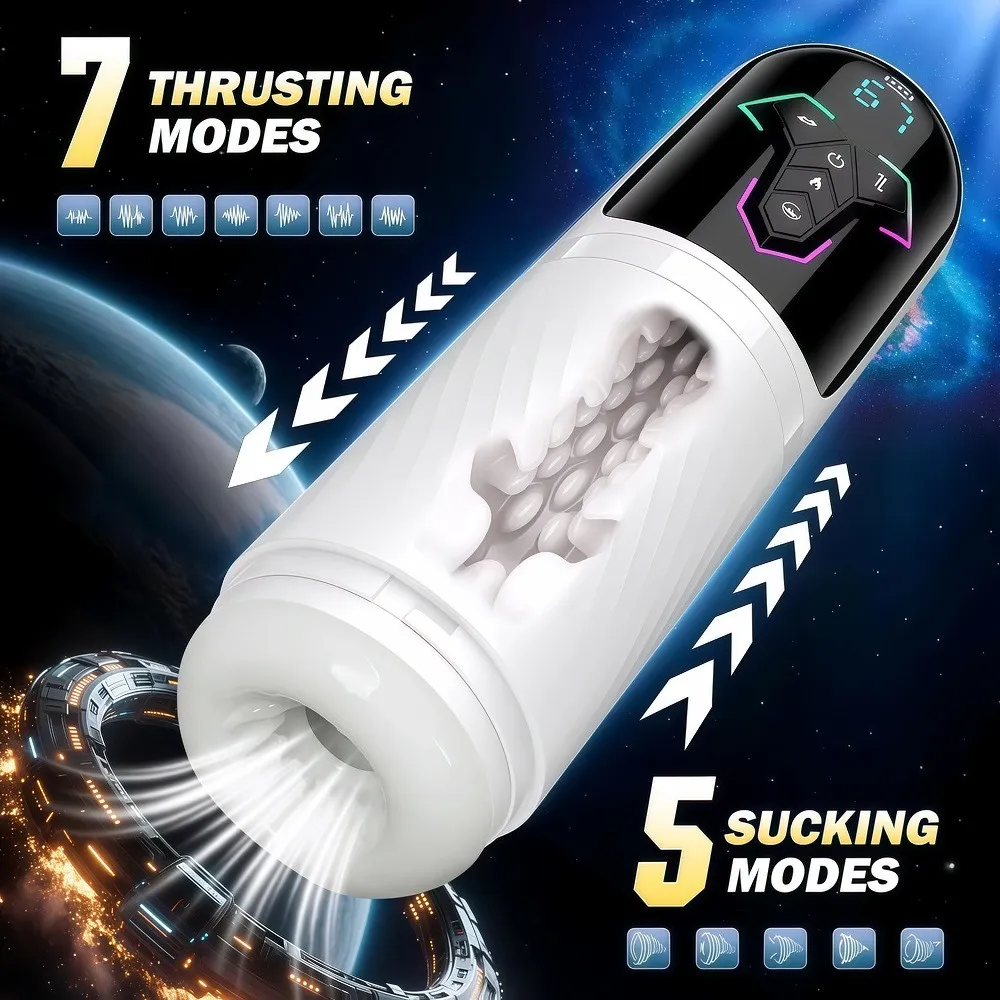 Automatic Telescopic Male Masturbator Thrusting Sucking Machine Vibration Heating Blowjob Masturbation Cup Adult Men Sex Toy