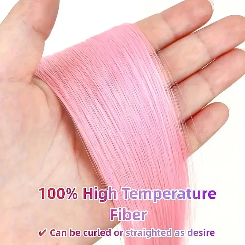 20Inch Synthetic Colorful 5pcs/set Clip Hair Extensions High Temperature Long Straight Hairpieces for Women Daily Party Use — image 4