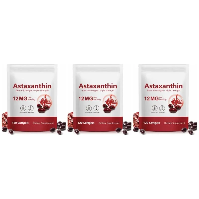 Astaxanthin softgels fra mikroalger fremmer kollagenproduktion Sojafri glutenfri ikke GMO Triple Strength 120 softgels — image 9