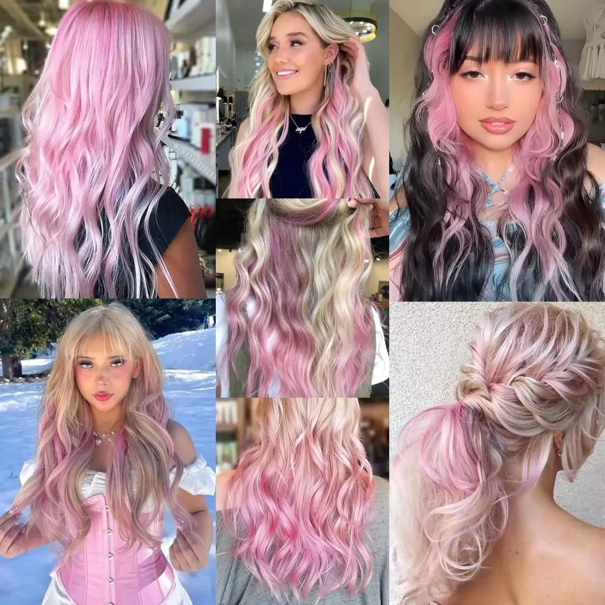 6 Pcs Black Hair Extensions 22 Inch Curly Wavy Colored Hair Colorful Clip in Extensions Highlight Party for Kids Girls Synthetic — image 6