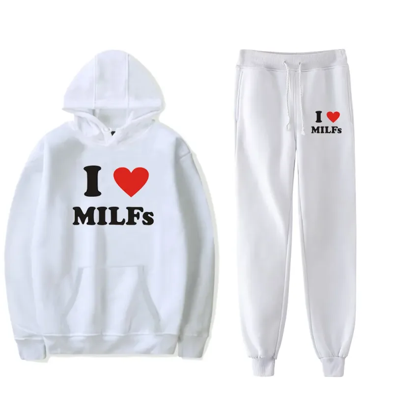 Comfortable Mother's Day I Love MILFs Print Sweatshirt Sweatpants Suit Women's Hoodies+Trousers Suit Girls 2 Piece Set Clothes — image 10