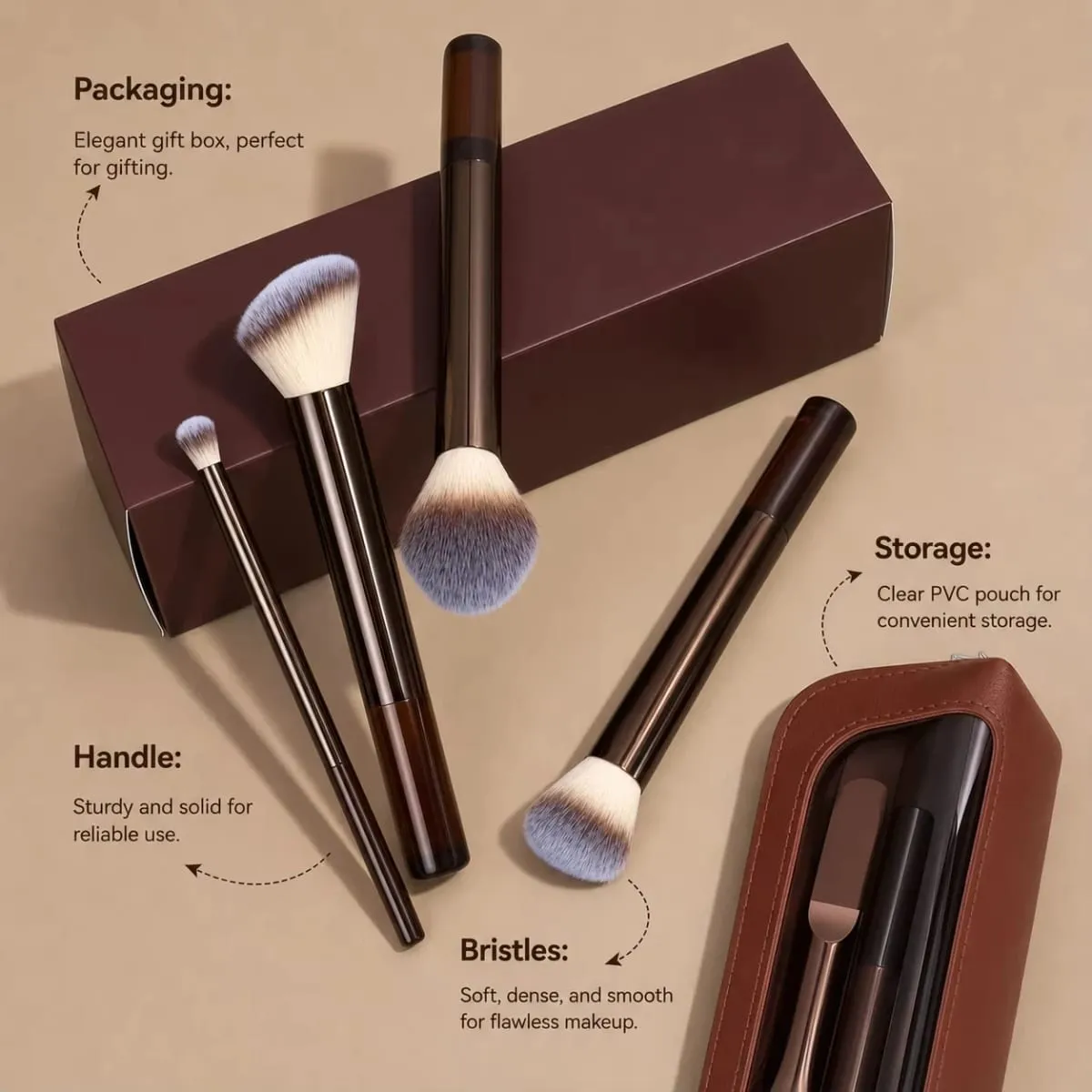 15 PCS Makeup Brushes Professional Make Up Brushes Premium Synthetic Powder Concealers Brushes Travel Makeup Brush Set