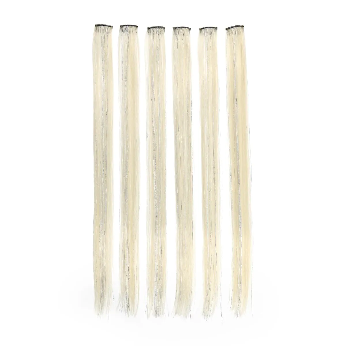 Synthetic 6pcs Clip in Hot Pink Hair Extensions Mix tinsels 22 Inch Colored Hair Extensions 2 in 1 Rainbow Hair — image 15