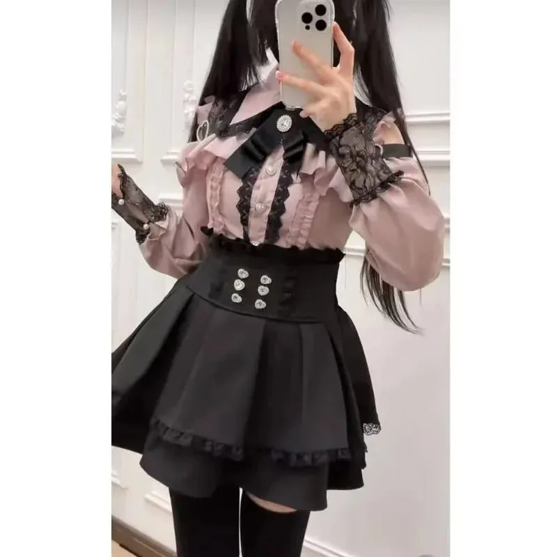 Japanese Style Lolita 2 Piece Set Y2k Mini Skirt Woman Harajuku Sweet Kawaii Print Dress Tops Korean Fashion Elegant Dress — image 18