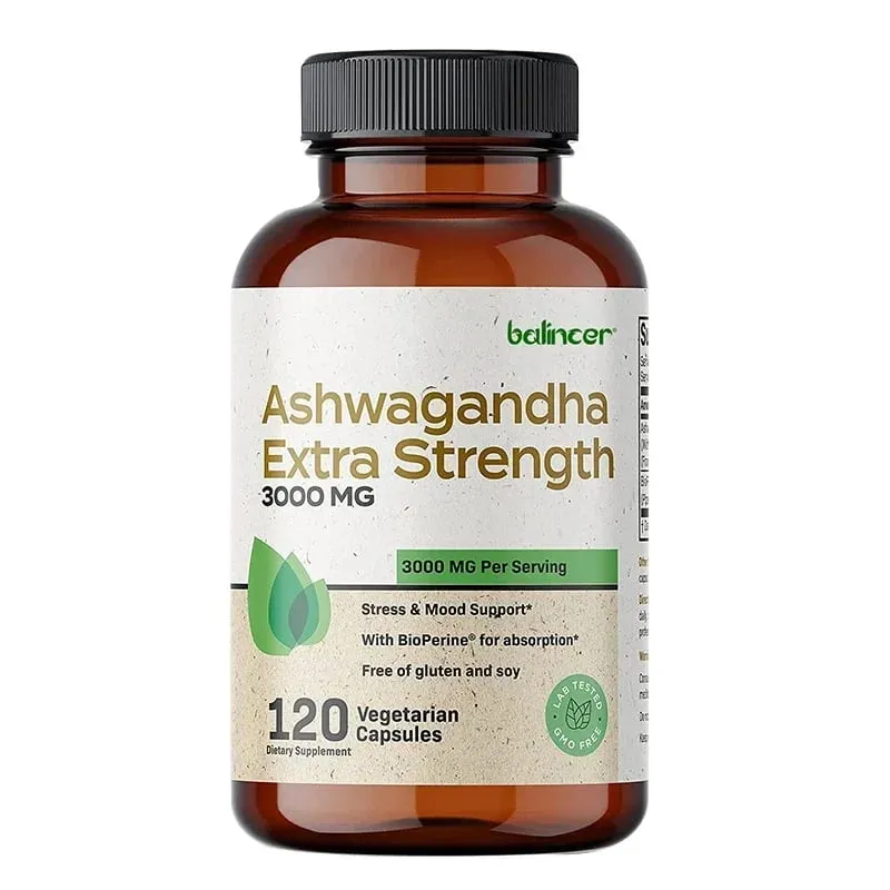 천연 Ashwagandha 스트레스 및 기분 완화 허브 채식 KSM-66 캡슐 항불안 스트레스 완화 두뇌 건강 — image 10