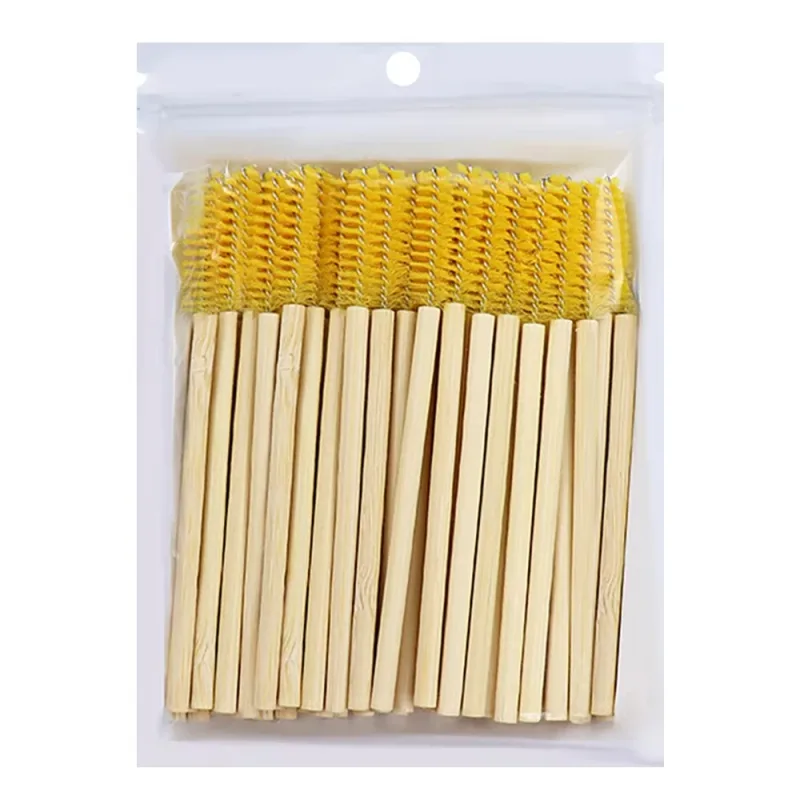 50Pcs Bamboo Handle Eyelash Brushes Mascara Wands Applicator Eye Lashes Extension Brush Eyebrow Spoolie Brushes Makeup Tool