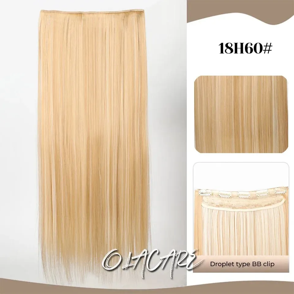 Synthetic Wig 5 Clip One Piece Invisible Hair Extensions Long Straight 24Inch Heat Resistant Hairpiece for Women — image 16