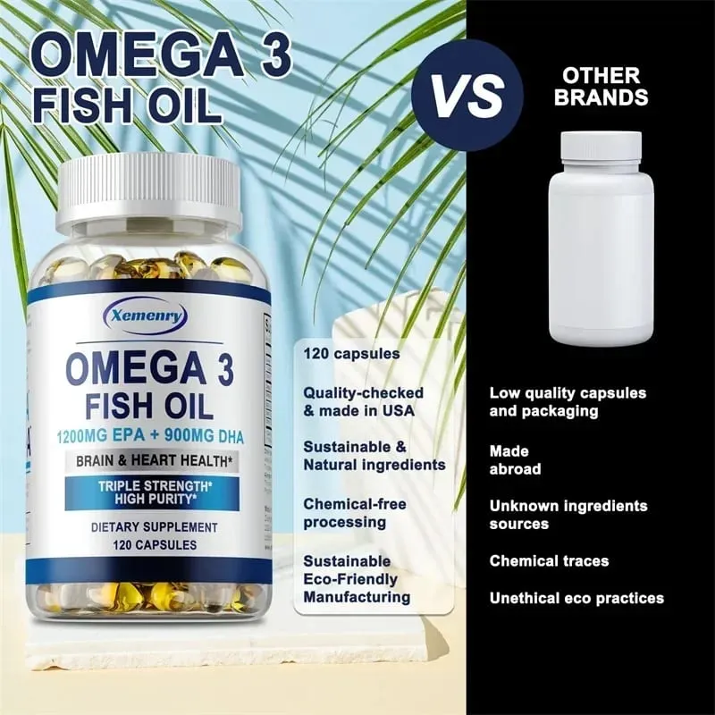 Dầu cá Omega 3 - Bổ sung DHA EPA Thúc đẩy sức khỏe năng lượng tế bào Hỗ trợ sức khỏe tim mạch & khớp Chất chống oxy hóa