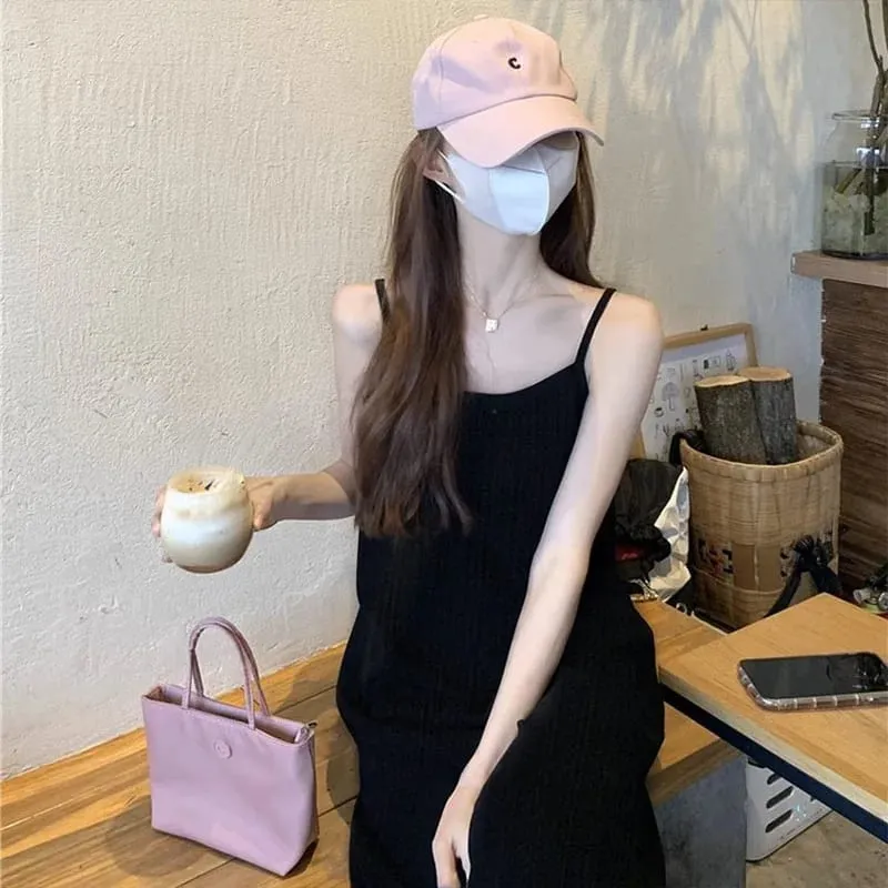 Zomer geplooide cami-jurk Afslanken Luie stijl Franse sexy ingerichte luxe lange jurk voor dames Hot Selling Veelzijdig