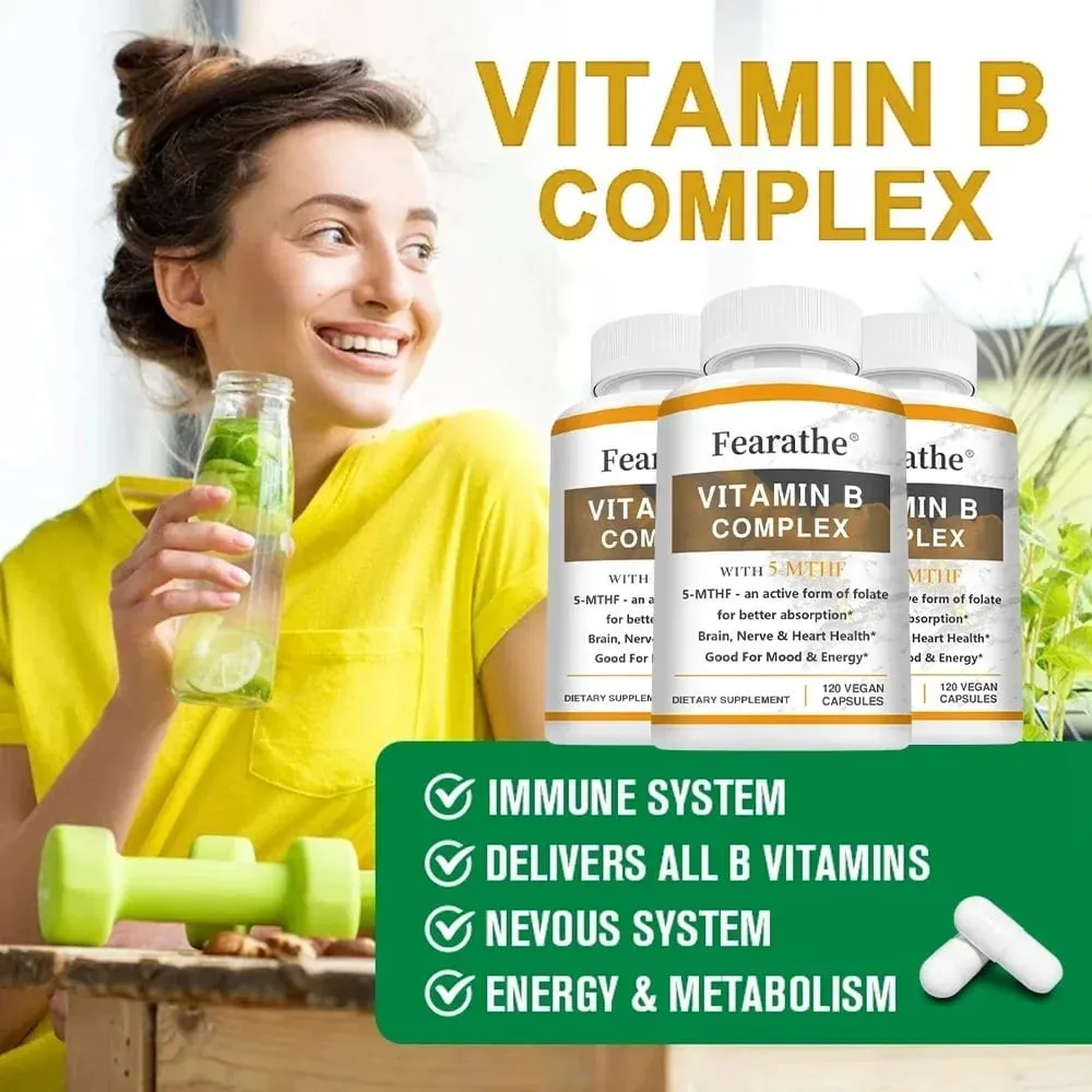 Vitamin B Complex Supplements (B12 B1 B2 B3 B5 B6 B9 Folic Acid &Biotin) Immune Brain & Energy Support — image 6
