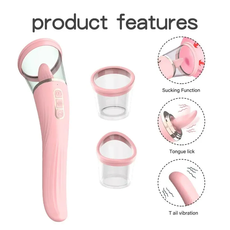 Tongue Licking with Sucking G Spot Vibrator 3 in 1 Sex Toys for Women Powerful Clitoral Nipple Oral Sucker Stimulation Massager — image 9