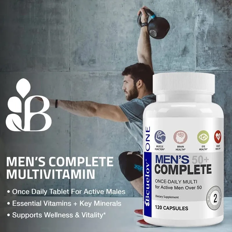 Fórmula super multivitamínica diária masculina de alta potência para mais de 50 anos para o cérebro, olhos e saúde do coração Vitaminas A C D E K B1 a B12 sem glúten — image 3