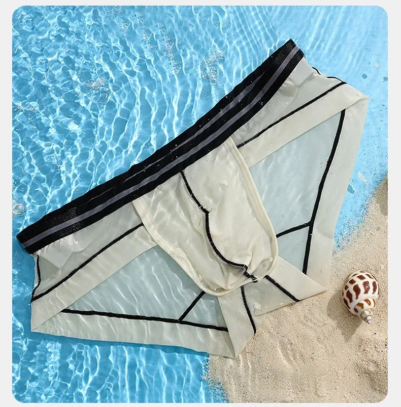 Ice Silk Briefs Seamless Panties Men Bulge Pouch Underwear Male Breathable Underpants Man Sexy U Convex Pouch Bikini Lingerie
