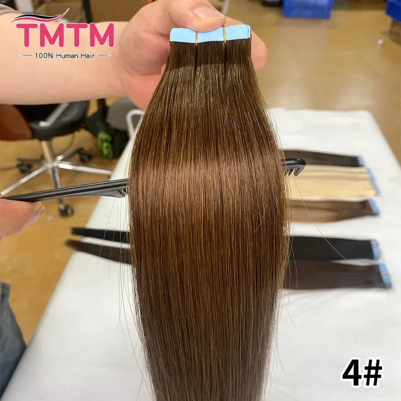14-22 Inch Tape in Hair Extensions Human Hair 20 Pcs/pack Real Natural Brazilian Remy Hair Straight Seamless Skin Weft For Women