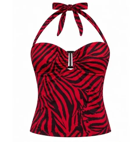 Red Black Stripe Halter Top for Women Sexy Hollow Out Backless Sleeveless Waist Cinched Camisole Summer Vintage Cosplay Costume