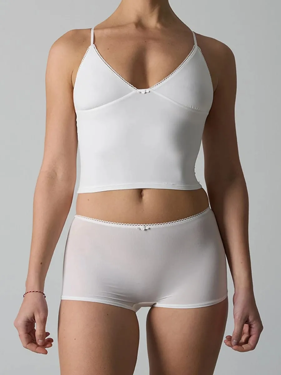 Solid Thin Seamless Lingerie Set Women Lace Trim Triangular Cup Camisole With Boxer Shorts High Elasticity Slim Floral Bra Sets — image 2