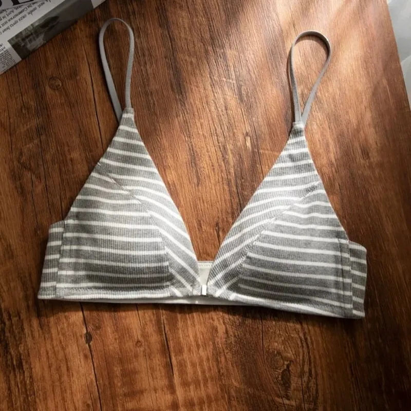omen Front Closure Bra Set Summer Thin Spaghetti Strap Sexy Triangle Cup Backless Brassiere Lingerie Set 32‑38 Size