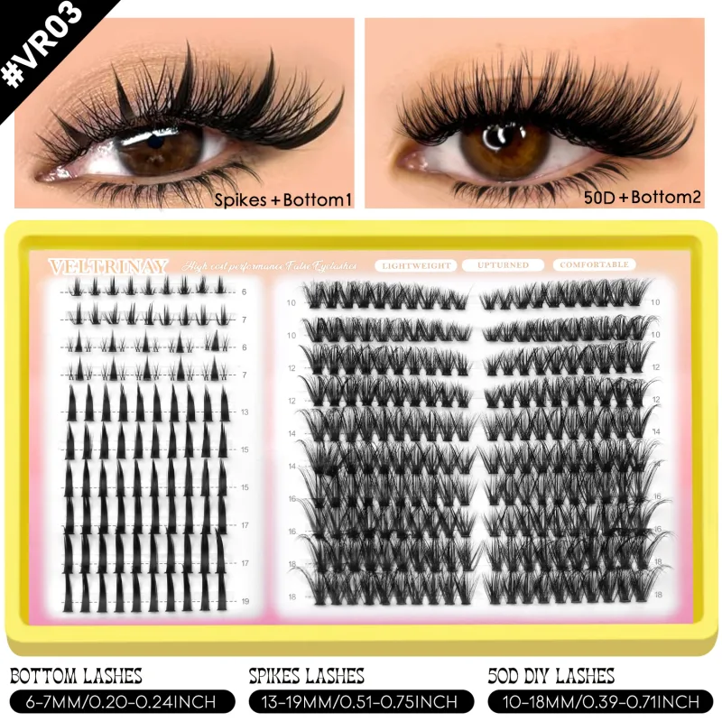 4-in-1 208pcs Lash Clusters 1style Manga Lash+2 style Spiky Botoom Lash+1 style Cat Eye Eyelashes DIY Clusters Lashes — image 12