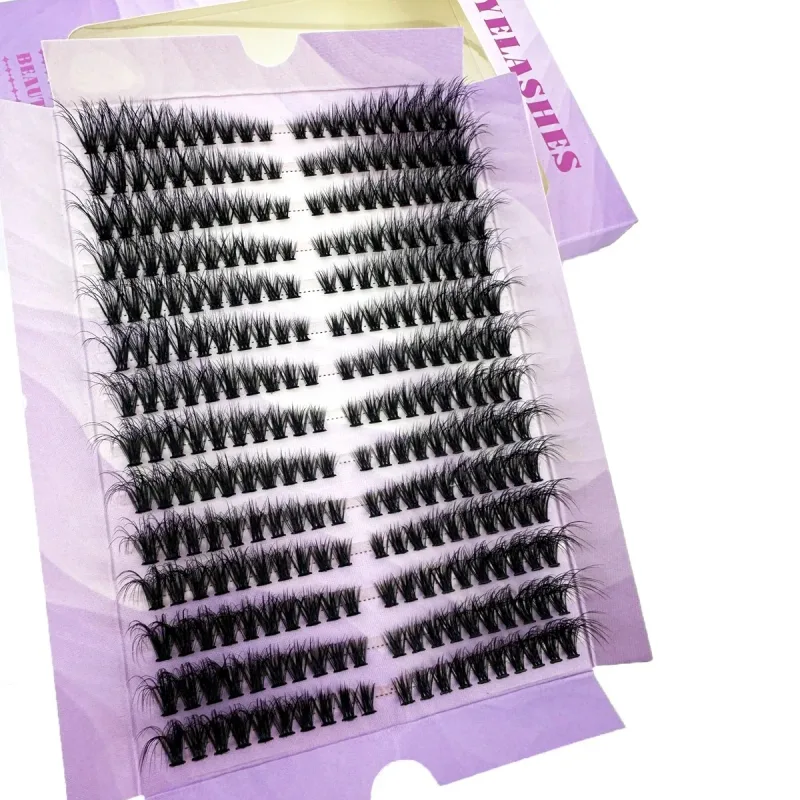 14 rader Individuella franskluster med stor kapacitet DIY 50D/80D/100D Handgjorda fluffig volym lösögonfransar Cat Eye fransförlängning