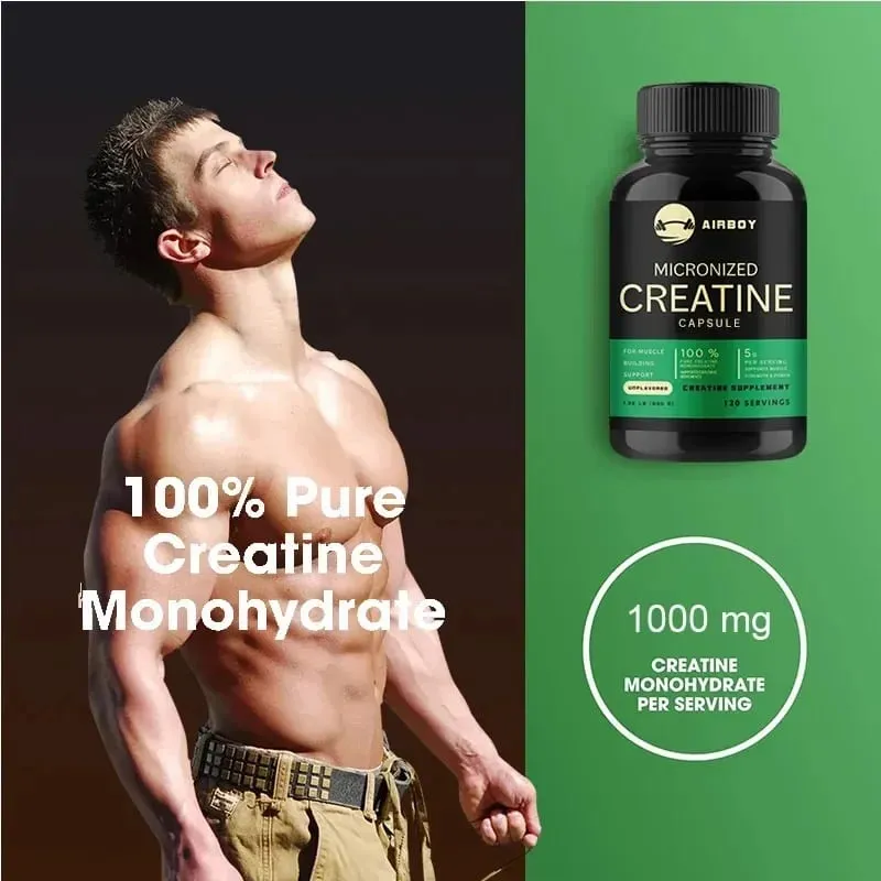 Creatine Monohydrate Capsules - Strength Muscle Performance Supplement for Men and Women Non-GMO and Gluten-Free — image 6