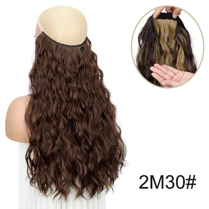 18Inch Synthetic Long Wavy Culry Fluffy Hair Extensions Invisible Fishing Line Soft Hair Pieces for Women Daily Wear — image 8