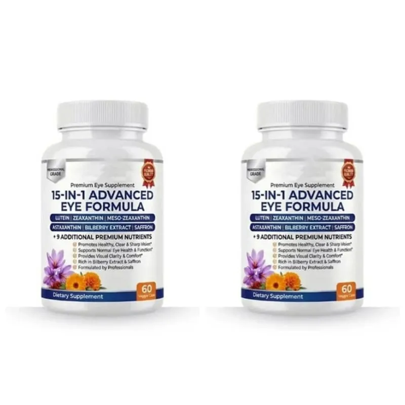 Lutein Zeaxanthin Astaxanthin Capsules with Bilberry Saffron Daily Eye Nutrition Supplement for Adults 60 Veg Capsules — image 8