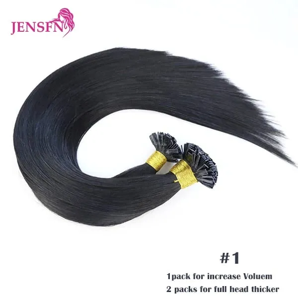 Straight Flat Tip Human Hair Extensions 16"-26" Inch 1g/Strand 100% Hair Extensions Keratin Capsule Fusion Hair For Women