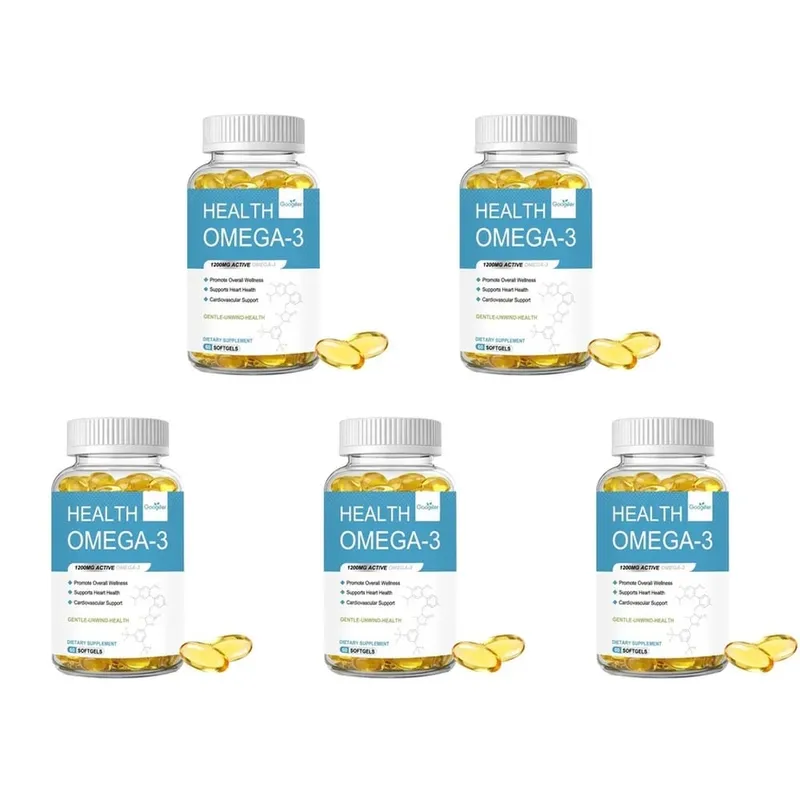 Omega-3 Softgels with 1200 Mg Active Omega-3 EPA and DHA Vitamin D3 and Vitamin E for Heart Health Support 60 Softgels