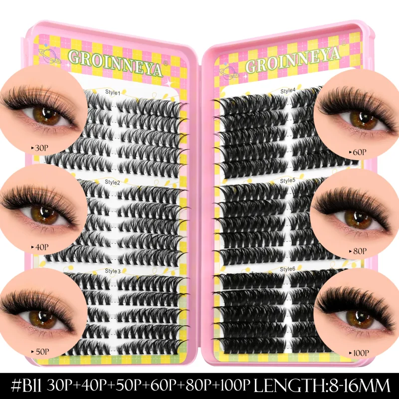 Lash Clusters 540pcs 60D+100D Eyelashes Extensions 2style Mixed Lash Book Fluffy Cat Eye Eyelashes False Lashes Makeup