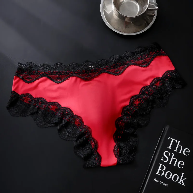 Male Full Lace Edge Briefs Back Bow Strap Ice Silk Satin Low Rise U Pouch Soft Breathable Men Underpants — image 20