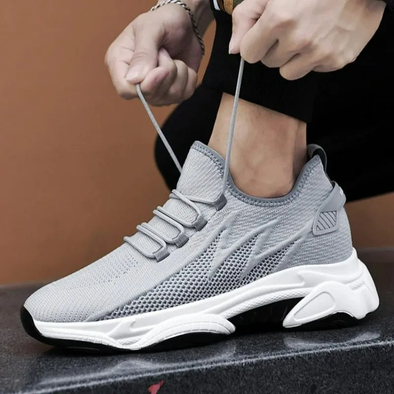 Men's Shoes 10cm Height Increase Sneakers Outdoor Breathable Casual Shoes Lace-up Men Running Shoe Mesh Soft Sole Elevator Shoes