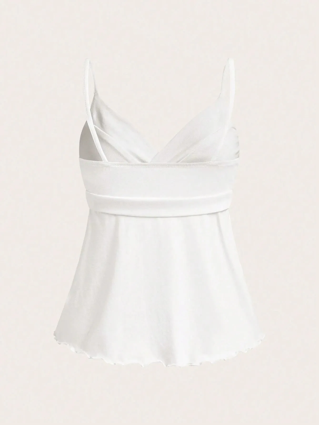 Women's Sexy Backless Side Tie-Strap Decor V-Neck Ruched Hem Cami Top Casual Slim Fit Solid Color A-Line Top Summer 2026 — image 4
