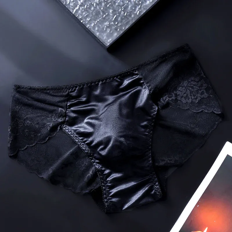 Men's Lace Briefs 3d U Convex Pouch Lingerie Ice Silk Breathable Thin Underwear Sexy Low-Rise Panties Sissy Feminization — image 6