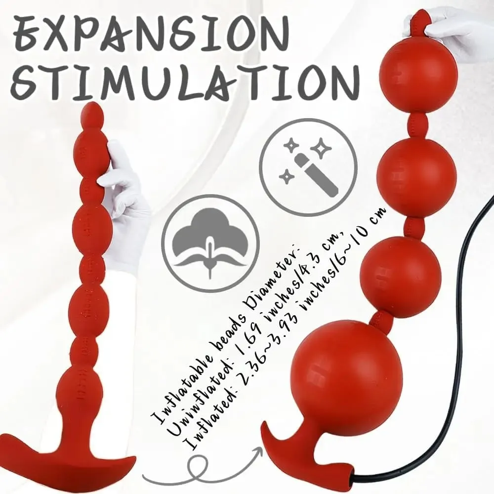 Perline anali gonfiabili extra lunghe Butt Plug Dildo Enorme silicone Misura regolabile Grande spessore 4 palline con base a T Giocattoli adulti del sesso