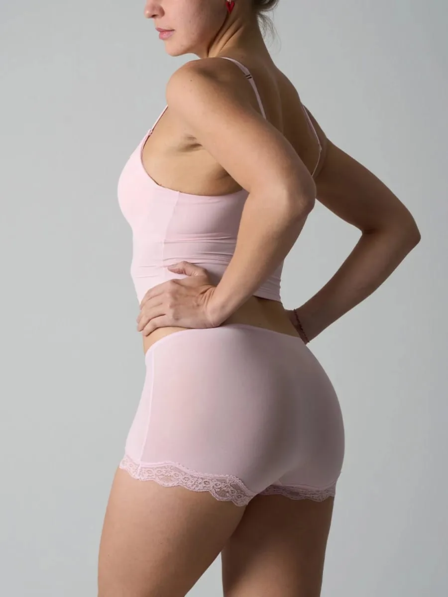Lace V Neck Padded Bra and Boxer Shorts Set for Women Seamless High Elasticity Ultra Thin Solid Lingerie Set — image 6