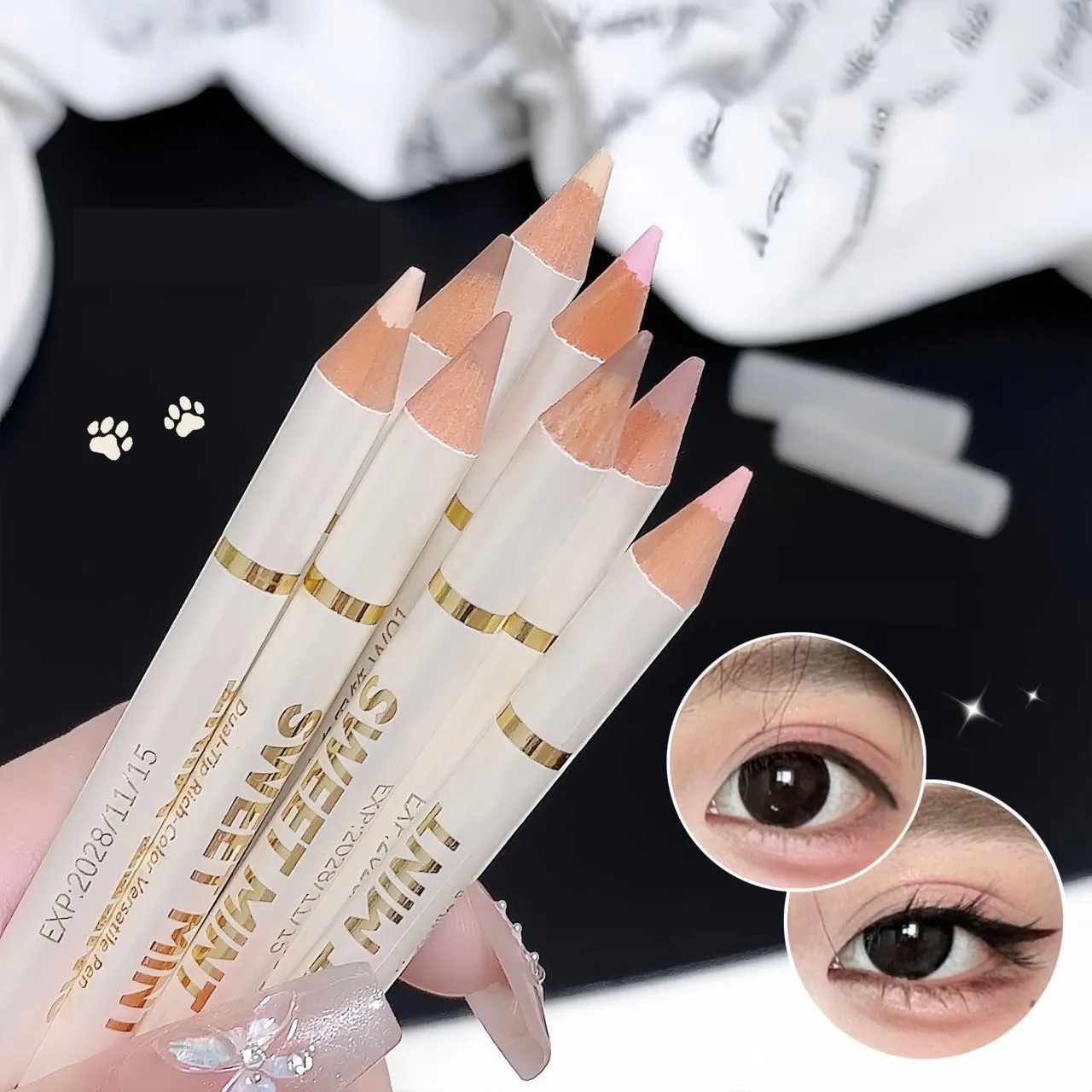 2-in-1 Apricot Pink Matte Under Eye Pencil Aegyo Sal Matte White Highlighter Lying Silkworm Pen Eye Makeup Easy To Use Eyeshadow — image 4
