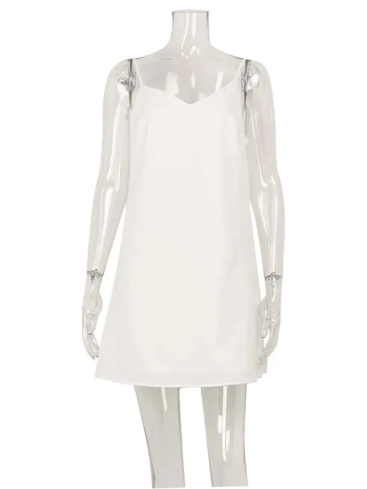 Ahagaga moda feminina vestidos sólidos cintas bandagem regular causal com decote em v sem mangas verão camisola solta doce femlae vestido