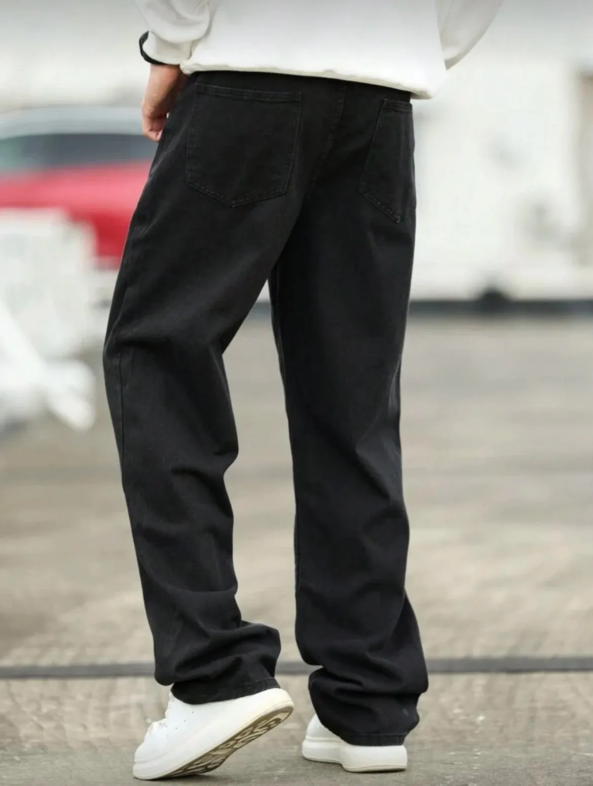 Men's Wide Leg Jeans - Oversized Straight Fit Denim Pants with Casual Drop Crotch — image 2