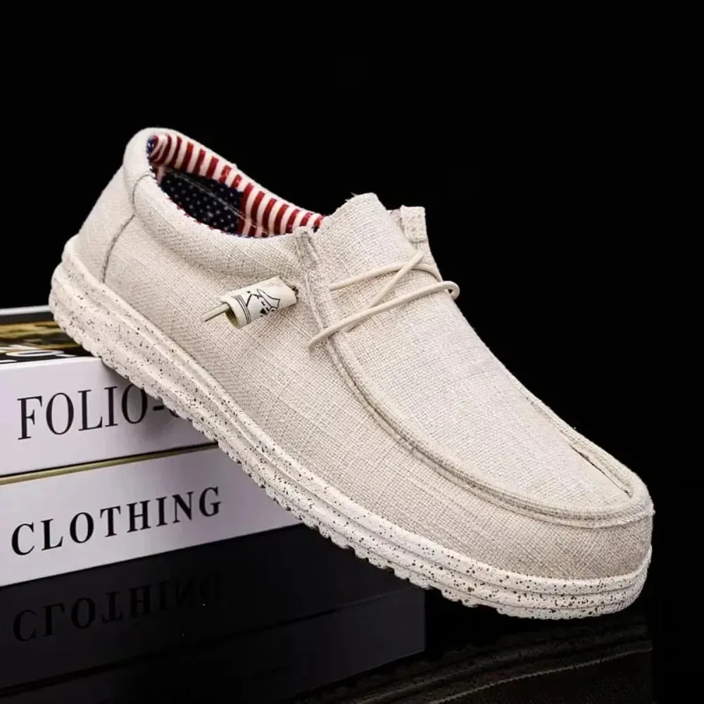 Men's Fashion Canvas Loafers Comfortable Lightweight Breathable Men's Casual Shoes Flat Slip-on Driving Shoes Man 2025 — image 1