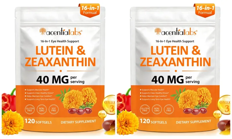 Acentiallabs Lutein Zeaxanthin Softgels 40mg Lutein & 8mg Zeaxanthin 120 นับตัวกรองแสงสีฟ้า Macular Protection Eye Care — image 8