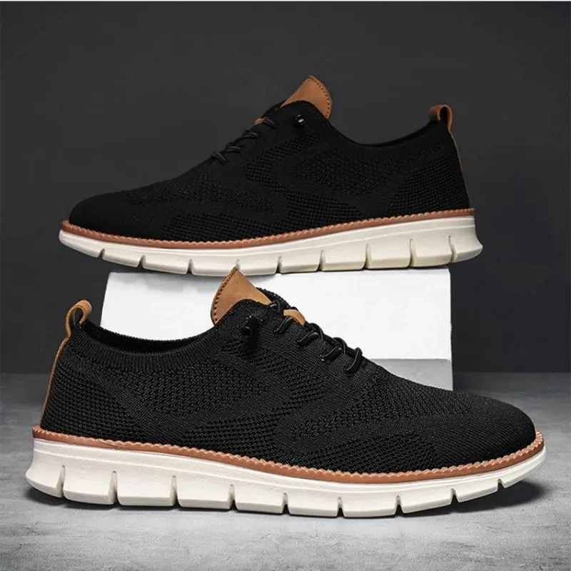 Men Knit Mesh Casual Sneakers Lightweight Lace Up Walking Shoes Flexible Non Slip Soft Breathable Big Size Male Outdoor Footwear — image 2