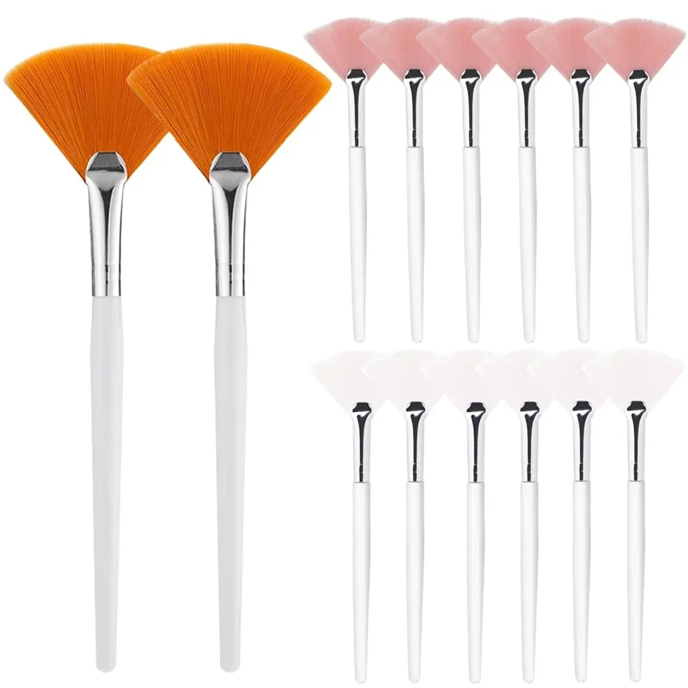 3/9/15 Pieces Facial Fan Mask Brushes Soft Mask Brush Applicator Esthetician Facial Mask Brushes For Women Girls Cosmetic Tools — image 1