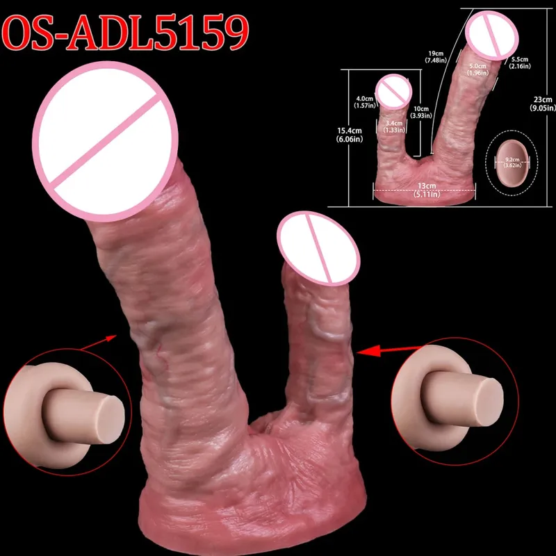 47 cm Realistische Lange Dildos Doppel Kopf Anal Vaginal Stimulator Sex Spielzeug Mit Sauger Für Lesbische Paare Homosexuell Männer erwachsene Werkzeuge