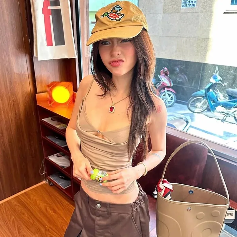 Y2K Pure Desire Draped Neck Tank Top Women Ins Fashion Sexy Slim Spaghetti Strap Cami Vest Summer Casual Tops — image 1
