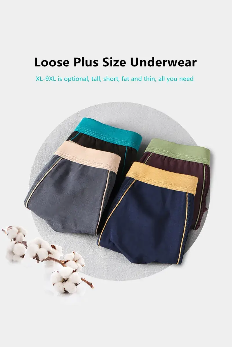 6pcs/Lot Large Size Seamless Underwear Men Solid Cotton Boxer Shorts Men's Panties Breathable Boxers Mens Pack Underpants Man