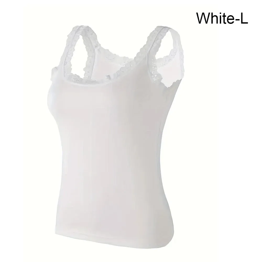 Casual U Neck Summer Tank Tops Sleeveless With Lace Cami Top Shirt Underwear Camisoles Vest Corset for Women — image 9